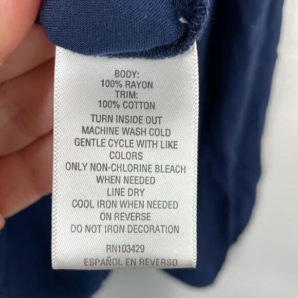 JM Collection Woman Boho V Neck Front Button Closure Navy with Gold detail 3X - Picture 6 of 8